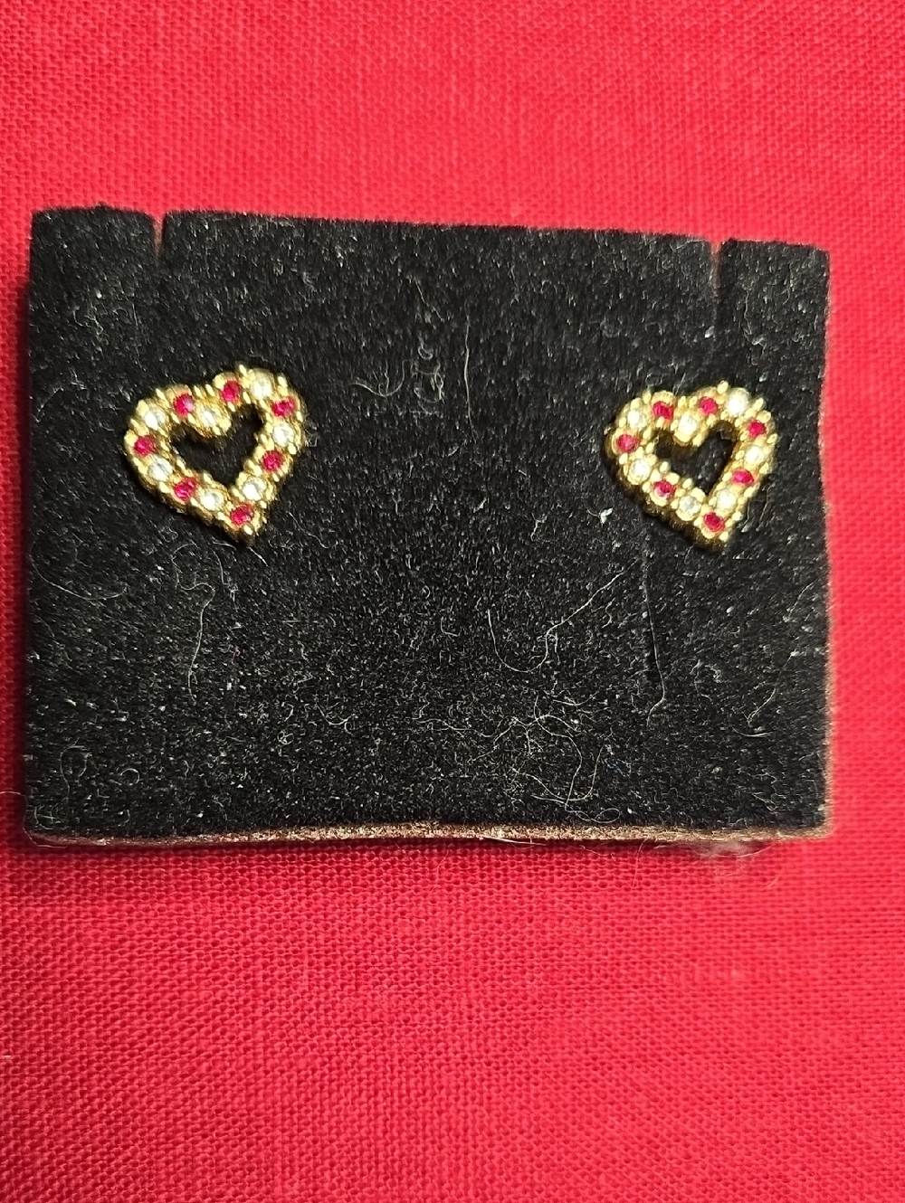 Avon 1990 Sparkling Hearts Stud Earrings with Pink Stones - Women's Jewelry